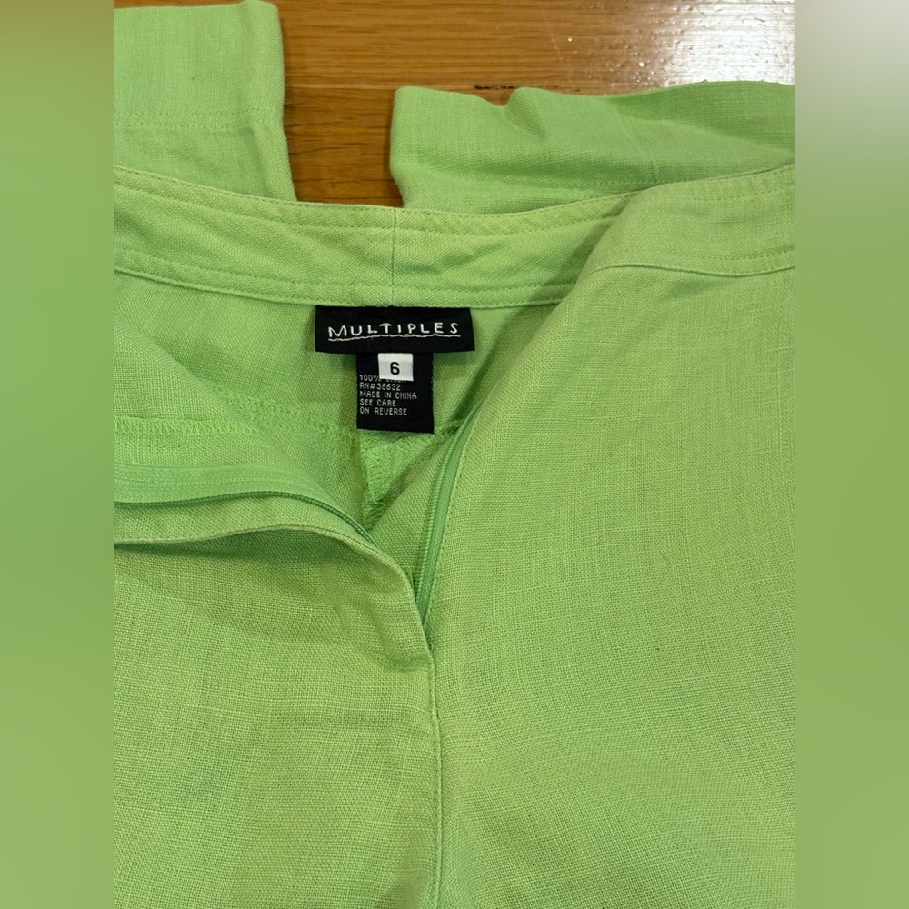 Multiples Mint Green Capris pants linen